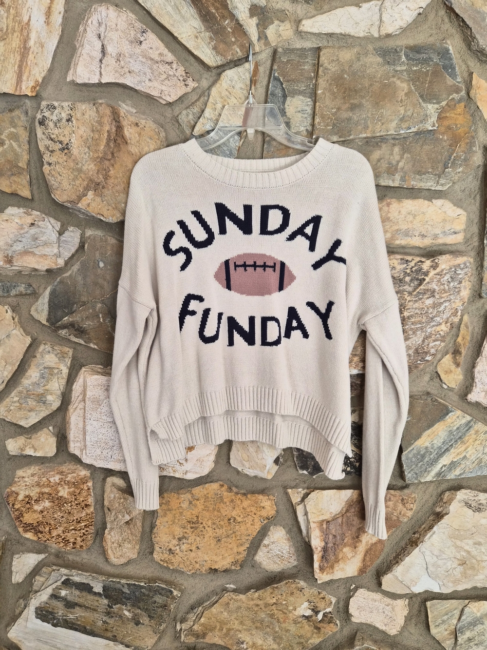Sunday Funday Cream Knit Sweater Size L